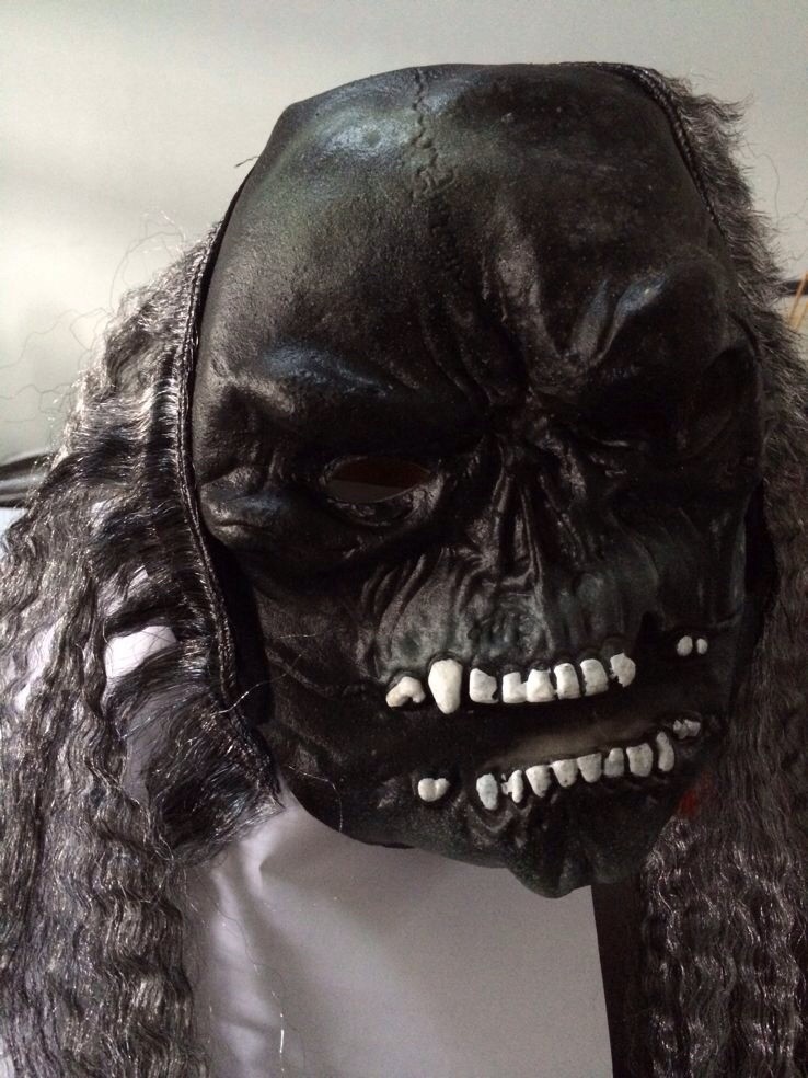 纯黑色猩猩呲牙单片面具 整人恐怖惊悚带发面具 厂家直销