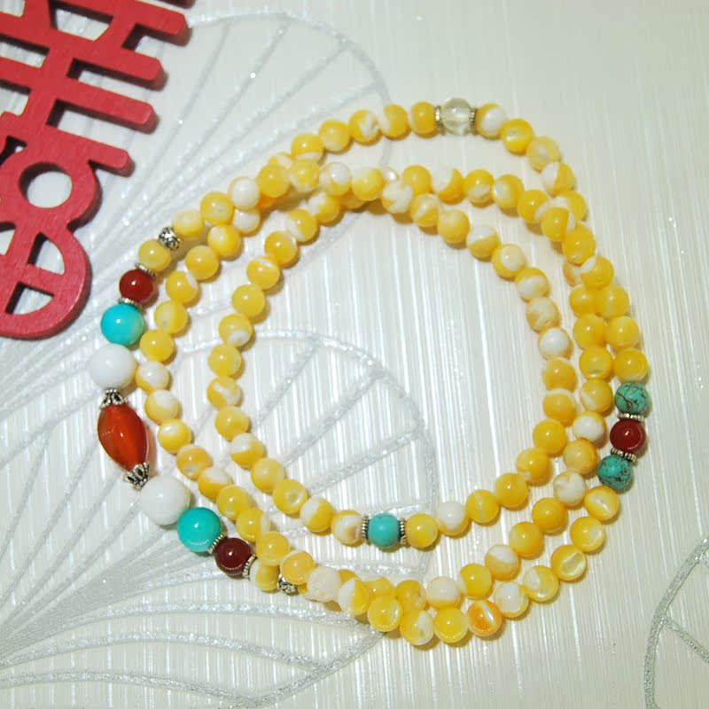 厂家供应批发122颗马蹄螺藏式佛珠首饰手环 直径6mm 四圈串珠手链