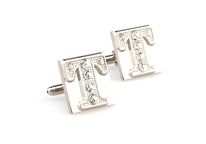 浙江金华高档袖扣批发 银色英文t 水晶字母袖扣 服饰必备袖扣 tzg01