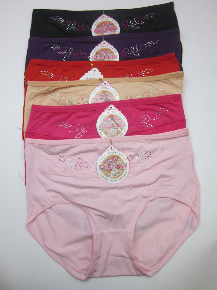 【女内裤清仓】女士化纤烫钻高腰三角内裤 妈咪裤孕妇裤低价批发图片