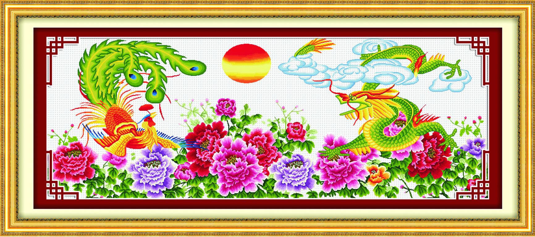 金度时代高清数码印花十字绣 龙凤呈祥 花开富贵图片大全,沈阳市大东