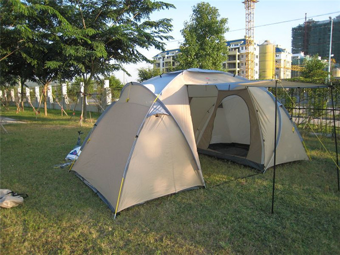 4四人双层家庭帐篷游帐篷野营休闲两室一厅