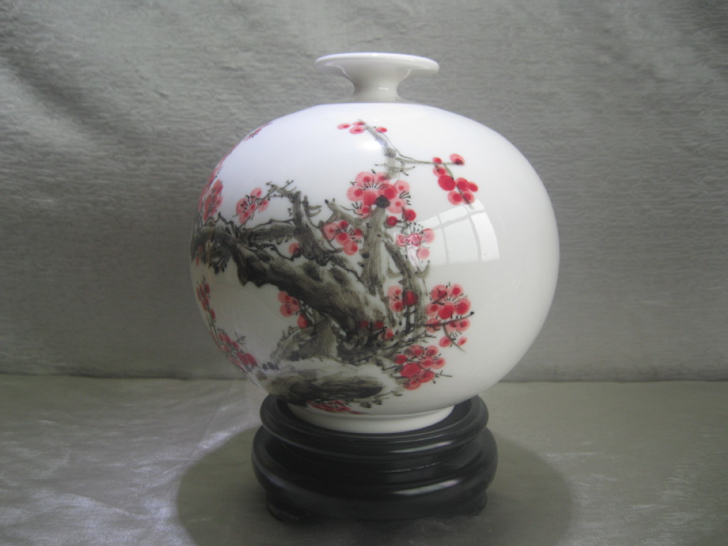 白瓷 佛像 福建德化福溢陶瓷供应 手绘画写意梅花 8寸