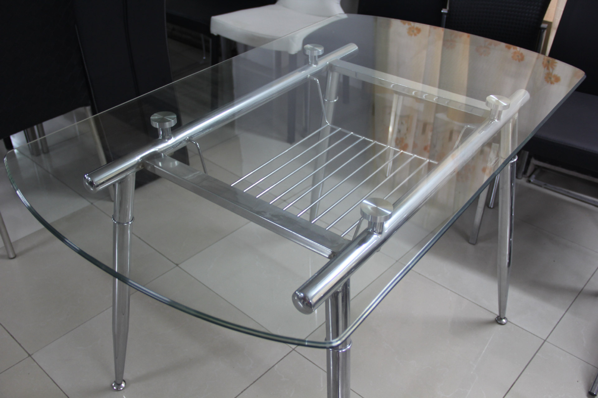 现代简约 透明钢化玻璃餐桌 时尚美观家具