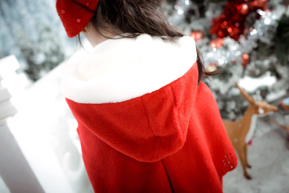 2013童装女童冬款外贸韩版花瓣斗篷加绒加厚呢子大衣