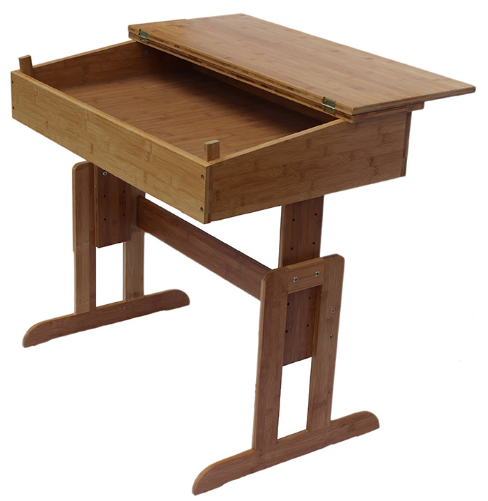 竹制斜坡桌儿童学习桌 厂家直销楠竹简易学生学校升降书课桌批发