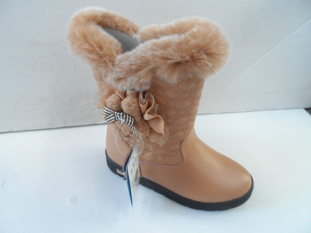 552卡波龙2013冬新款真皮大棉女童靴子 温州品牌童鞋批发厂家特价