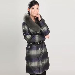 混批发清仓正品雪之韵羽绒服中老年女中长款狐狸毛领常熟产地直销