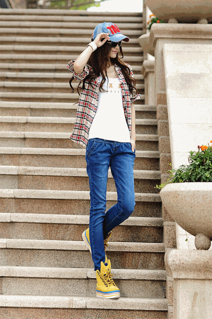 一件代发新款韩版潮小脚铅笔 牛仔裤女式大码中腰修身长裤xy3301