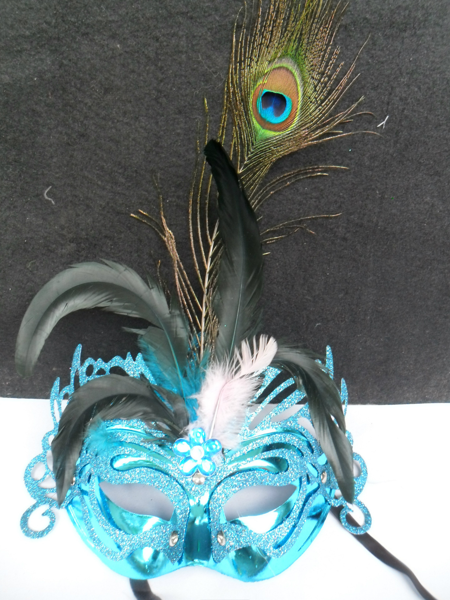 义乌面具厂家批发:皇冠孔雀羽毛面具 万圣节化妆舞会面具