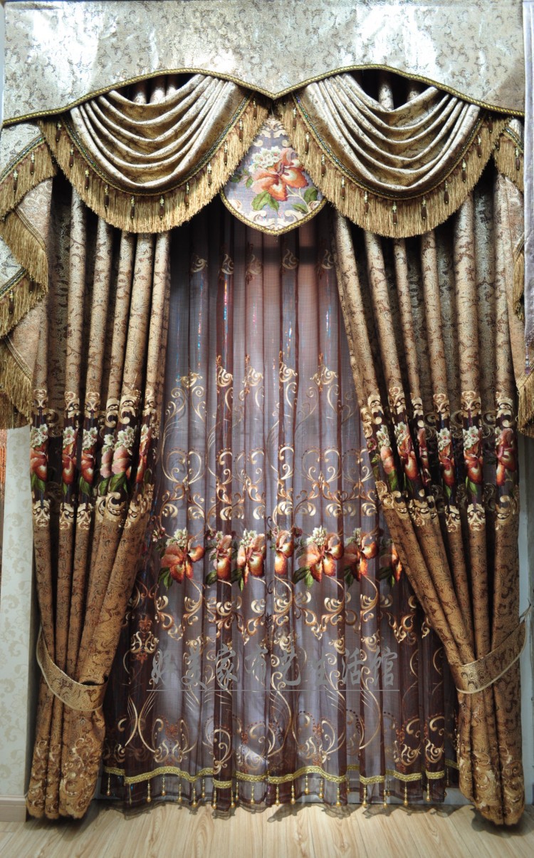 欧式客厅半遮光高档卧室水溶绣花纱帘大气金丝提花定制窗帘清仓