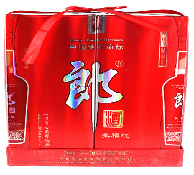 食品,飲料 酒 中國白酒 郎酒美福紅 52度濃香型兩瓶裝禮盒裝酒500ml*2