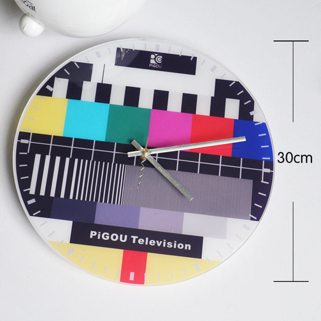 [现货]皮古亚克力静音电视背景钟-时尚简约钟表 圆钟 装饰墙挂钟