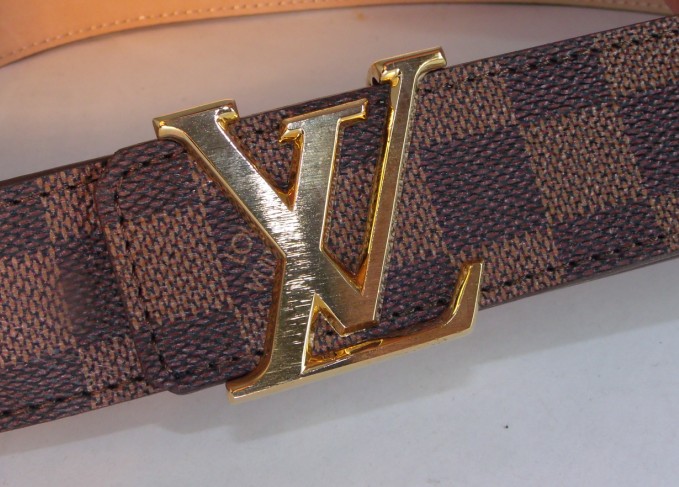 lv皮带超级品质亮金拉丝扣头层牛皮3.8cm宽