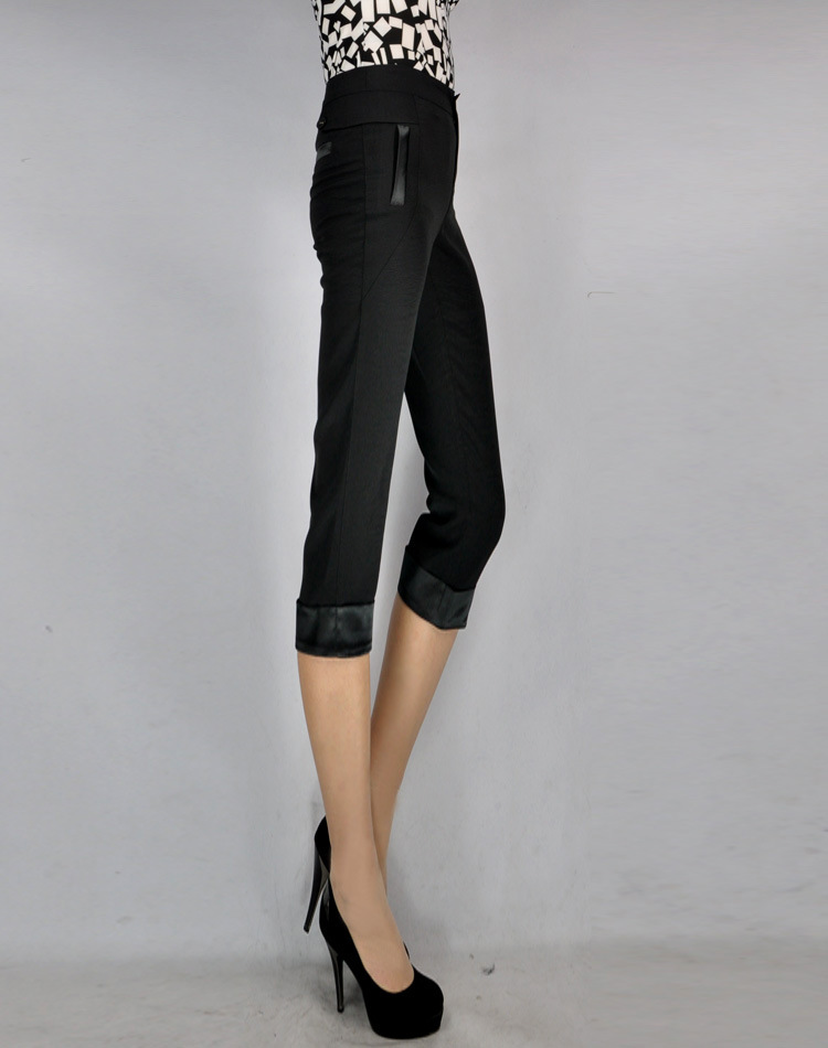 爆款2013girdear哥弟款哥弟面料女裤裤脚折边设计七分裤089