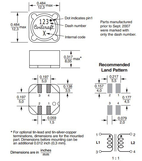 線藝coilcraft大電流電感msd1278-154kld 150uh 2.8a耦合電感