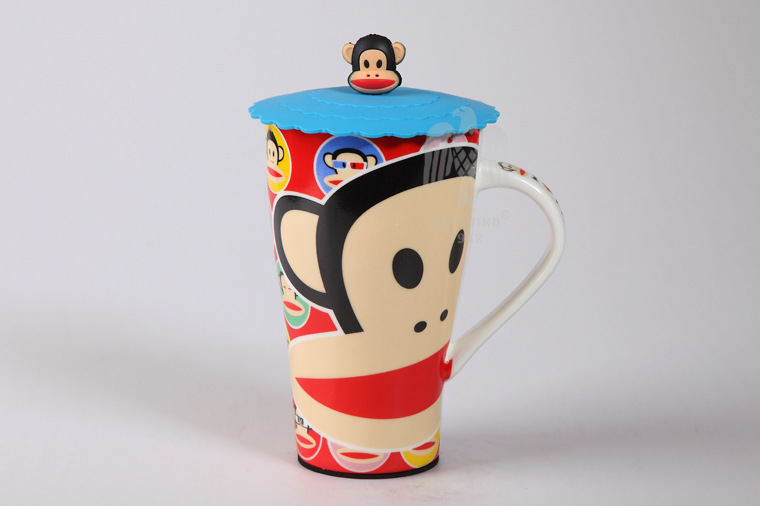 大嘴巴猴子大容量陶瓷杯子情侣水杯咖啡杯茶杯马克杯公仔头防尘盖