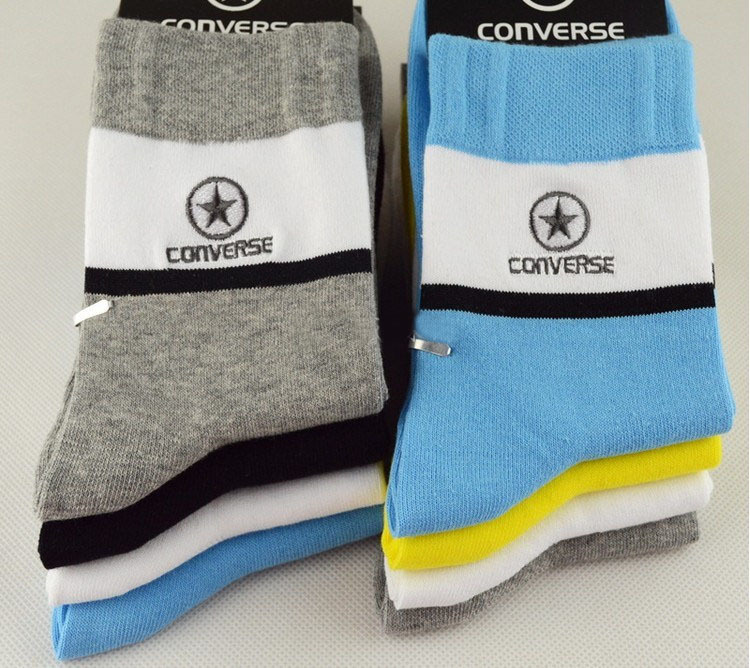 秋冬新款男士匡威纯棉运动袜子批发防臭吸汗全棉男袜刺绣中统袜