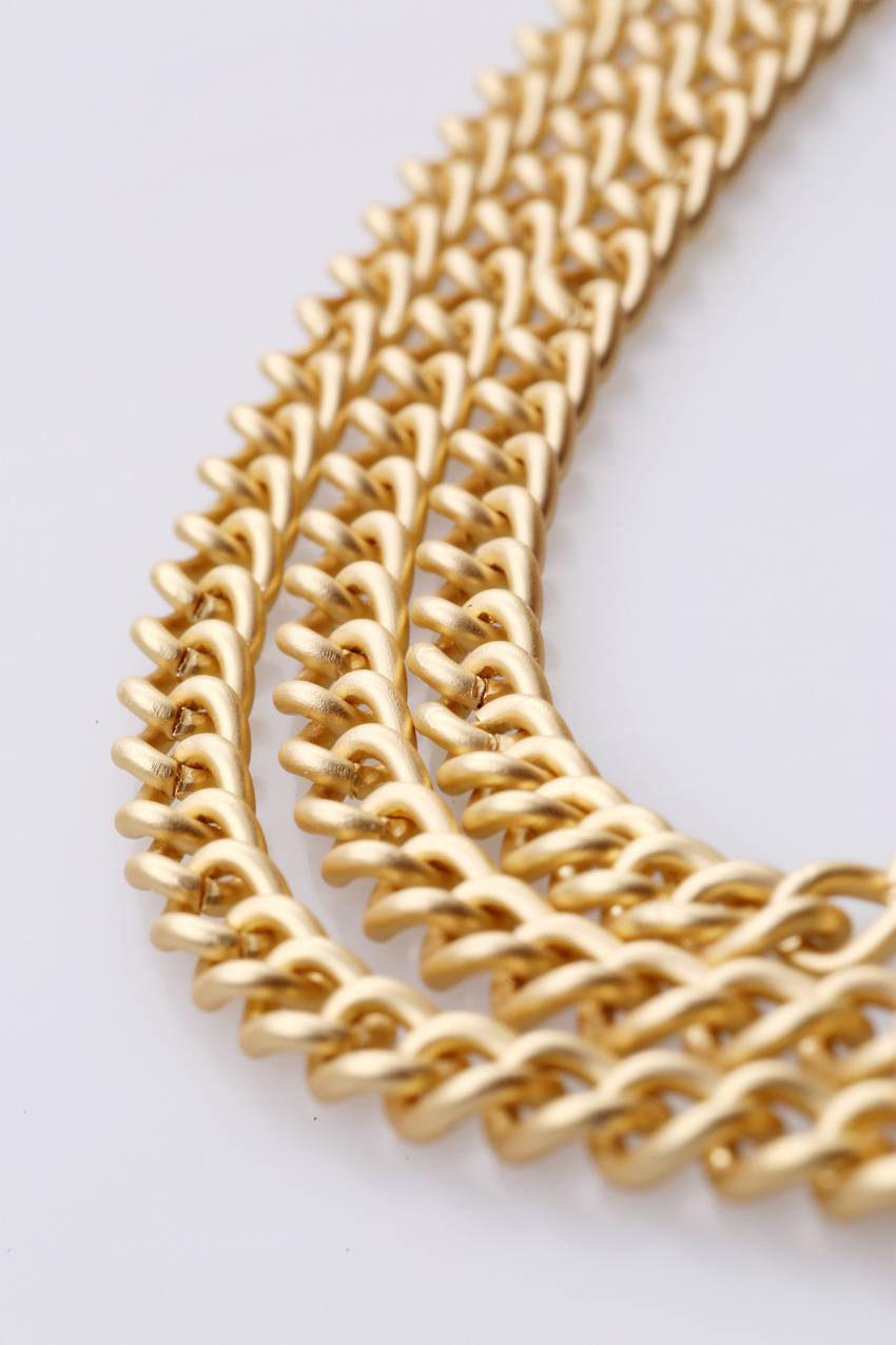 青岛欧美外贸饰品厂家批发 韩版磨砂无光金色多色宝石项链a-415