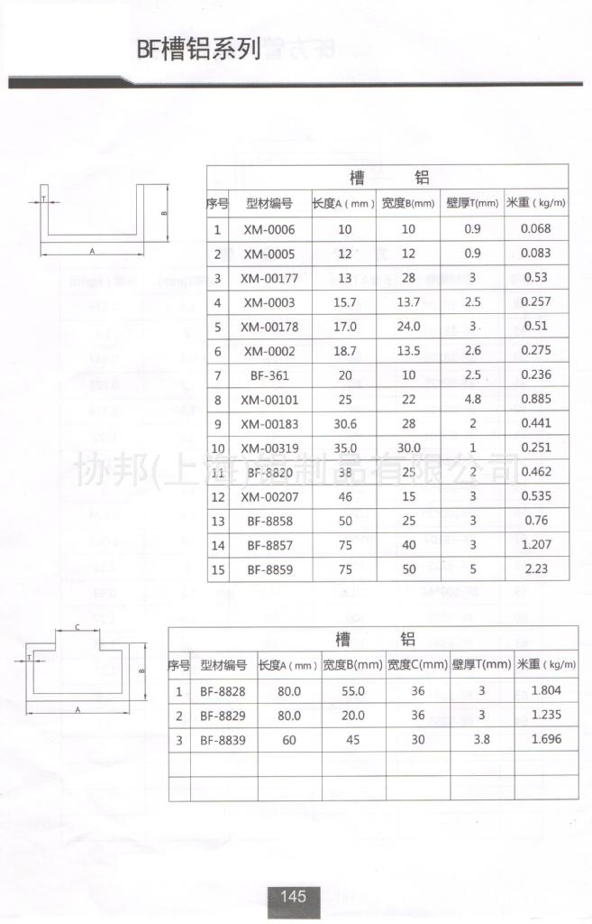 u型铝型材型号大全图片