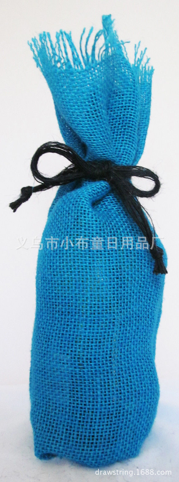 50*50天蓝色粗麻布酒袋 麻绳麻布酒袋