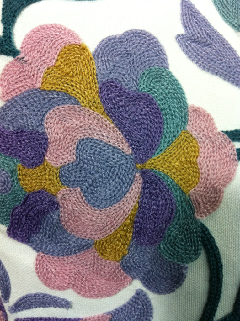 田园风 布艺沙发 棉线链绣刺绣花抱枕 棉麻工艺靠垫 高档家具枕套图片