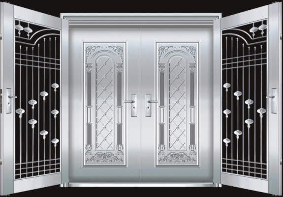 【批发】供应不锈钢门 不锈钢防盗门 华优门业双开门 质量保证