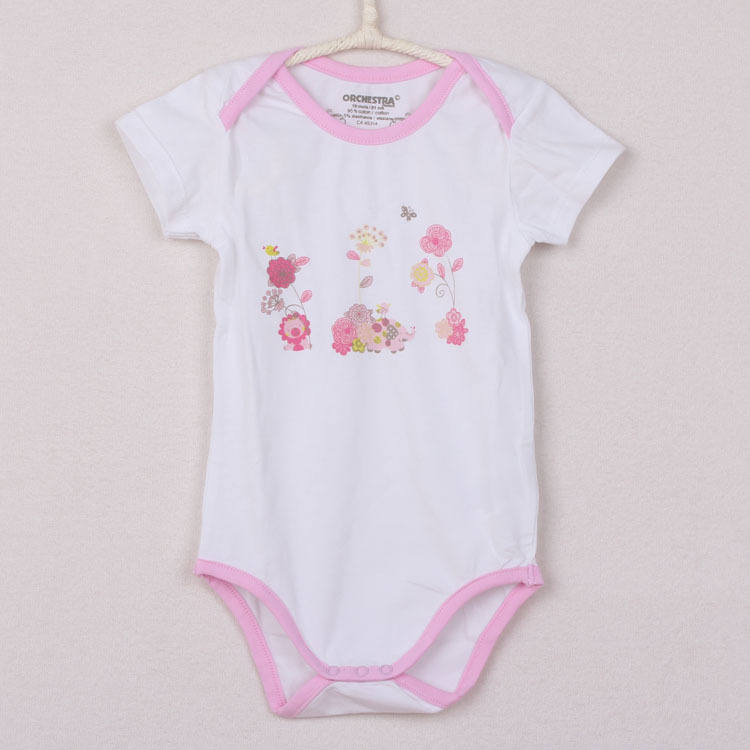 原单orchestra超爽氨纶棉布卡通小象款女童宝宝短袖包庇哈衣 h084