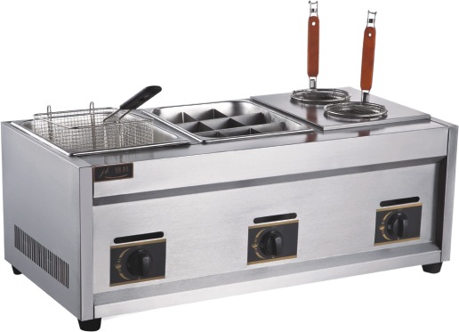 燃气关东煮炸炉煮面炉三合一多功能组合炉麻辣烫机备烫粉烫面