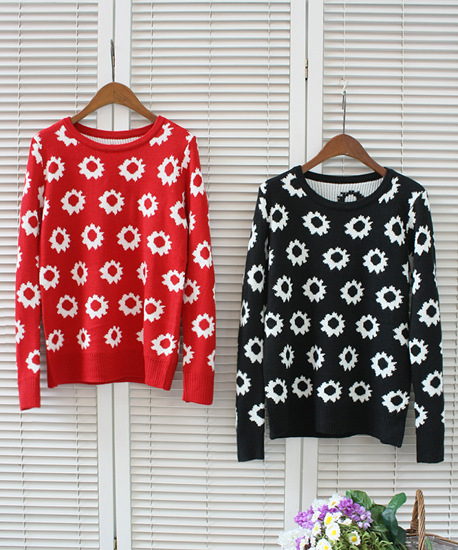 套头长袖提花小梅花碎花毛衣打底毛衣2013秋季新款韩版毛衣su8329