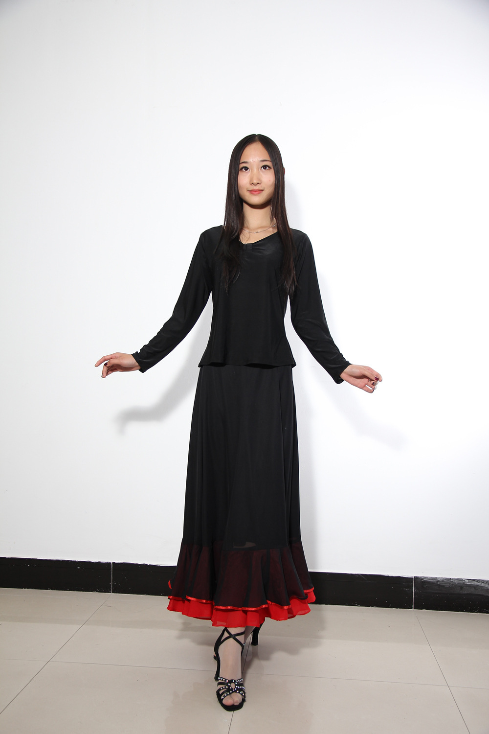 国标摩登裙摩登舞裙 成人女式摩登舞服装 舞蹈长裙表演比赛服