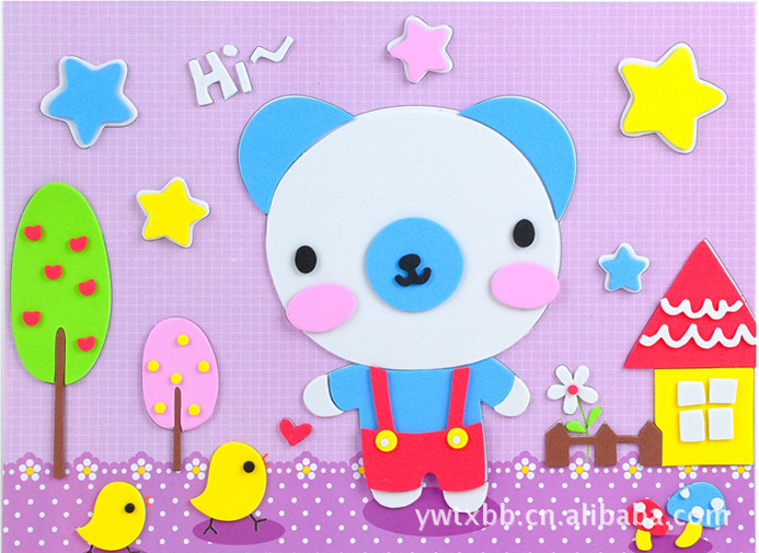 新款 韩版动物系列 儿童拼图玩具 手工贴画 diy