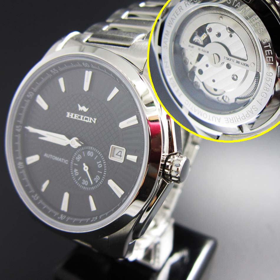 heiqn/海奇品牌蓝宝石镜面精钢表带 休闲商务全自动机械男士手表