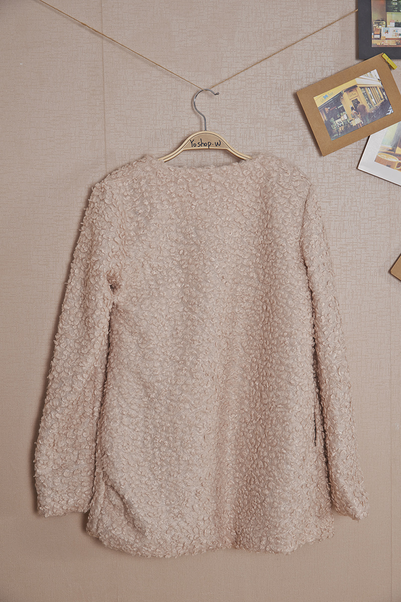 青岛外贸女装批发韩版修身羊毛圈女装外套秋冬新款休闲百搭