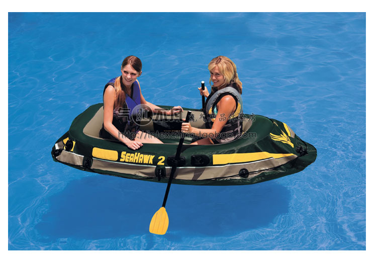 intex正品68347海鹰加厚二人充气船组双人橡皮艇2人钓鱼船皮划艇