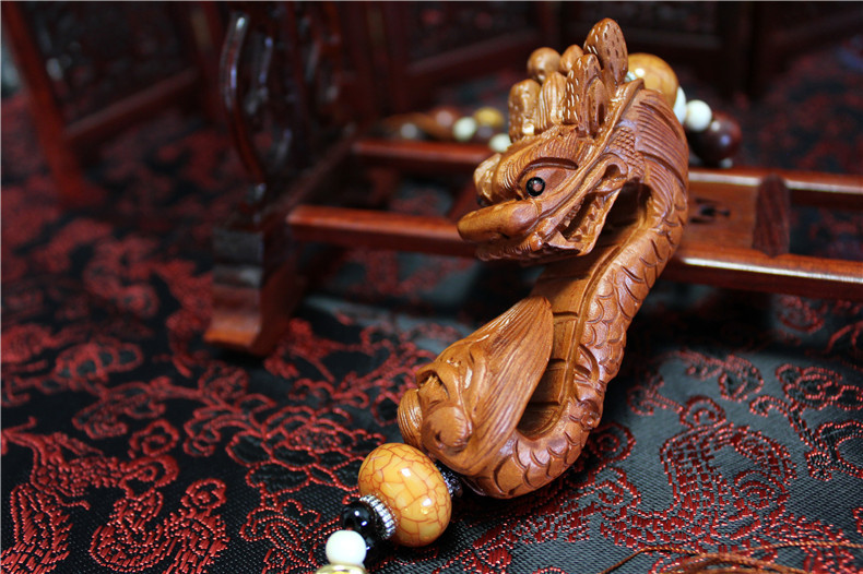 枣木辟邪车挂件 龙头如意高档汽车挂件批发 azs006