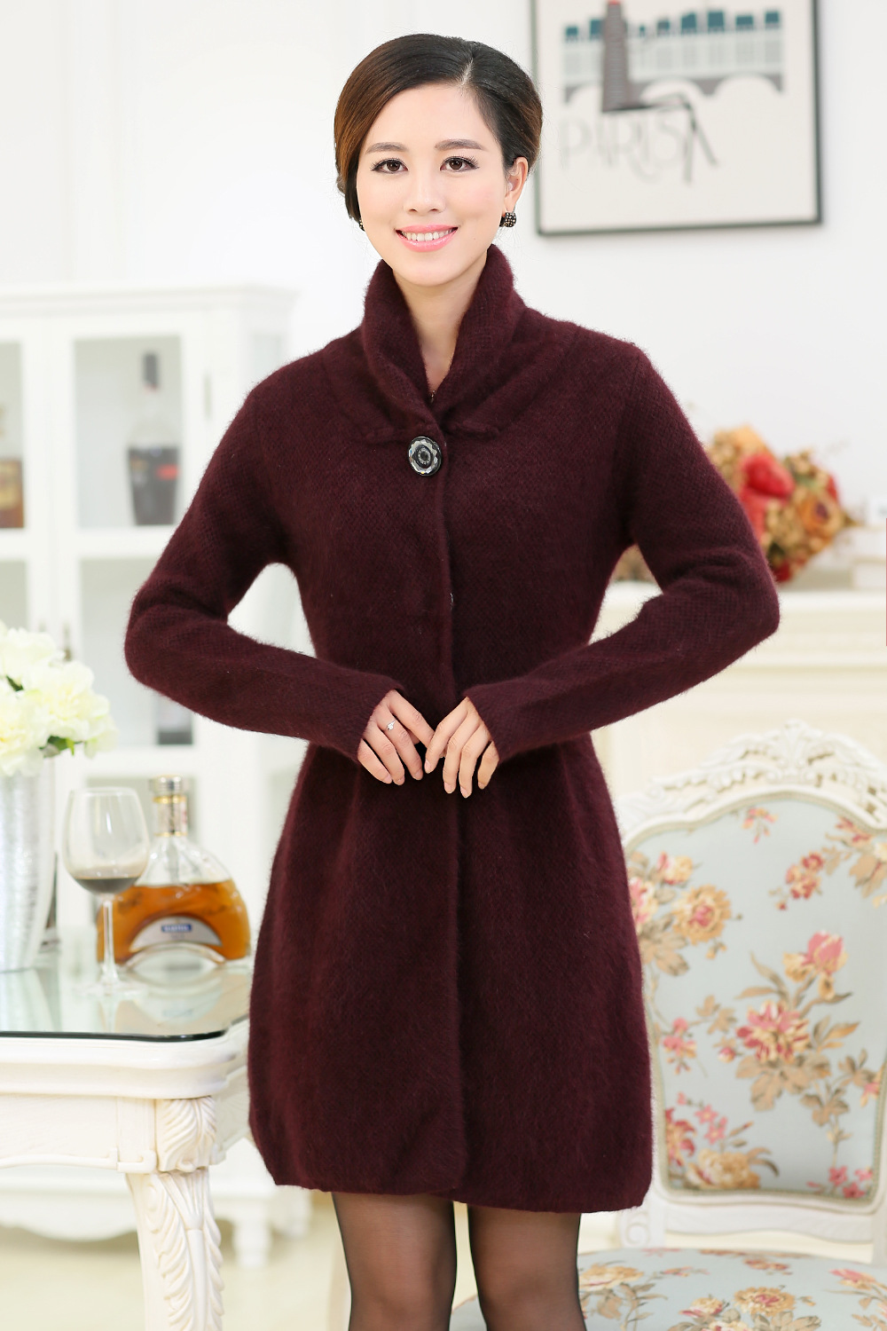 正品新款加厚貂绒大衣中长款针织开衫外套貂绒风衣品质女装 批发