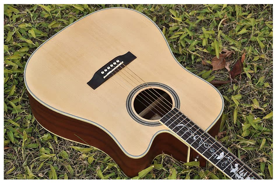 卡特cate吉他 k-6c 41寸云杉面单指板雕花(云母 鲍鱼贝)吉他图片_24