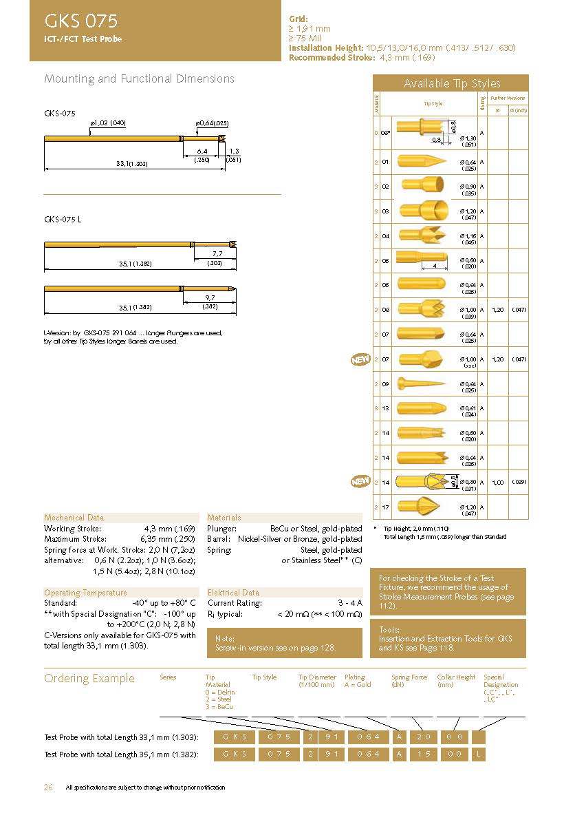 inguningun英钢探针gks075