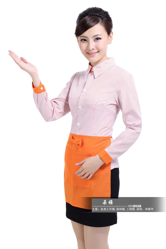 新款酒店工作服秋冬装女 快餐饭店咖啡厅服务员制服长袖图片