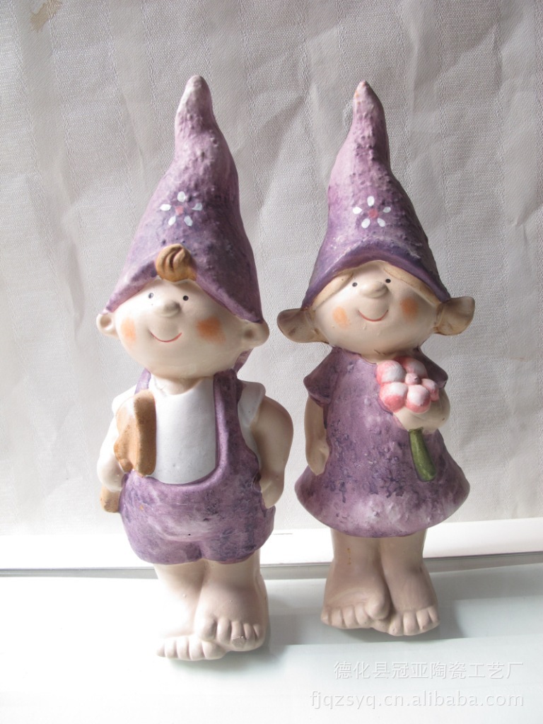 陶器工艺品 zakka陶土情侣人偶 9581