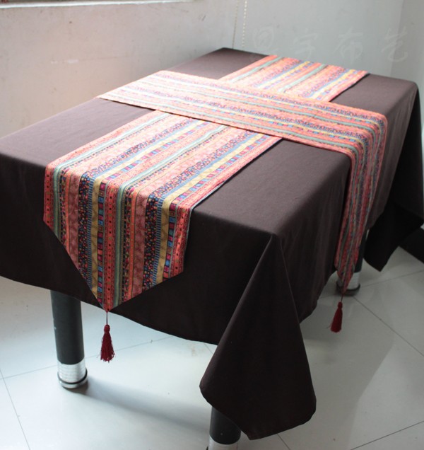 【恩宇布艺】东南亚风情 桌旗 棉麻桌旗 床旗 柜旗 餐桌布 台布