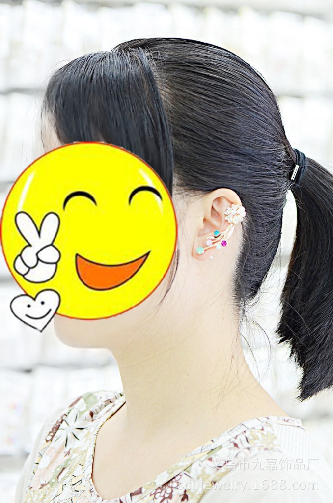 个性花朵左右不对称耳挂 女时尚耳挂耳骨装饰品 欧美外贸耳饰批发