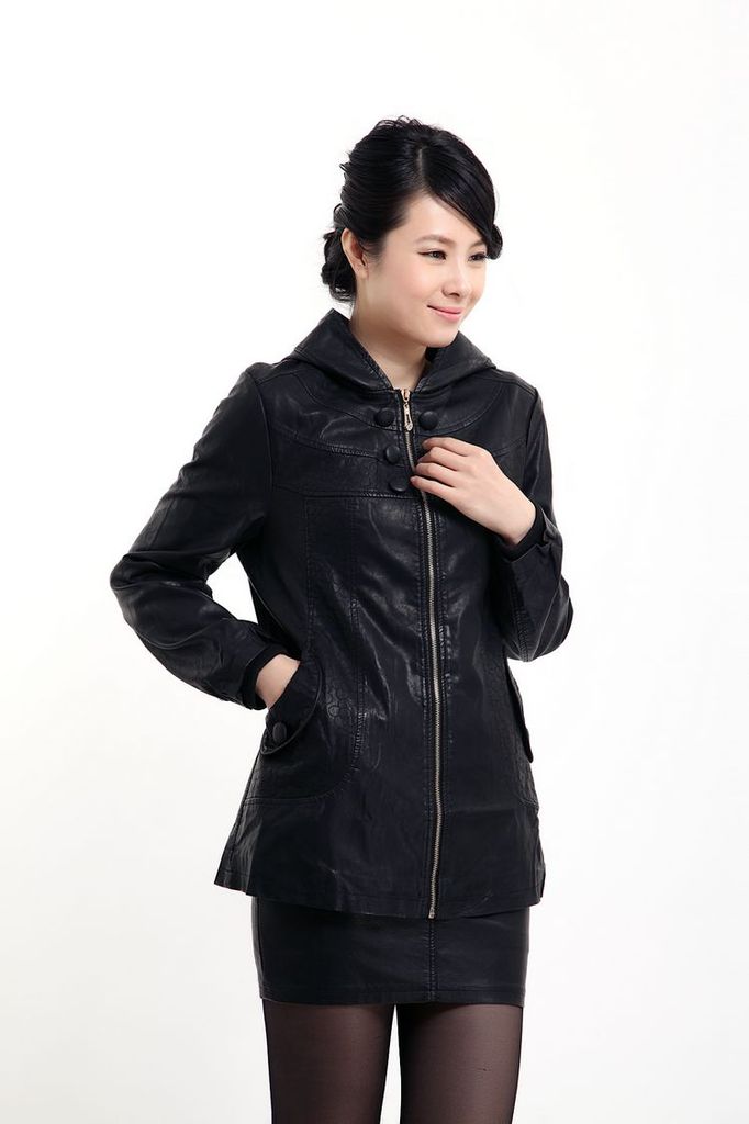 赛尔金娜 女士 简约 水洗皮进口皮衣 y1112 厂家直销批发 黑色