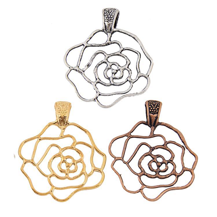 diy流行饰品 韩国饰品挂件 镂空玫瑰花 (20个每包)3916