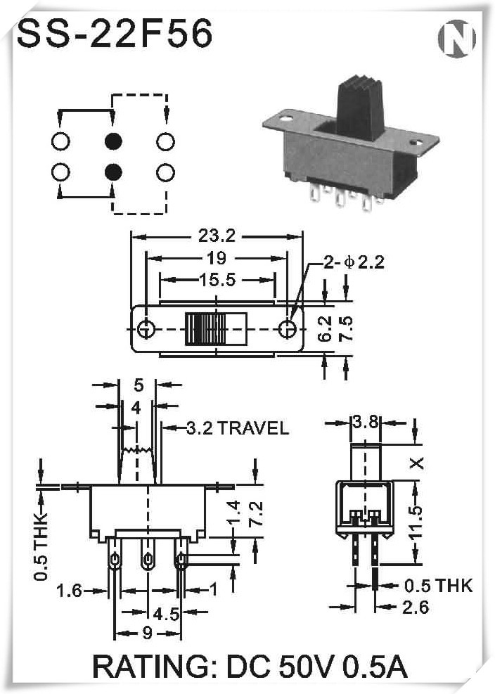 拨动开关ss-22f56