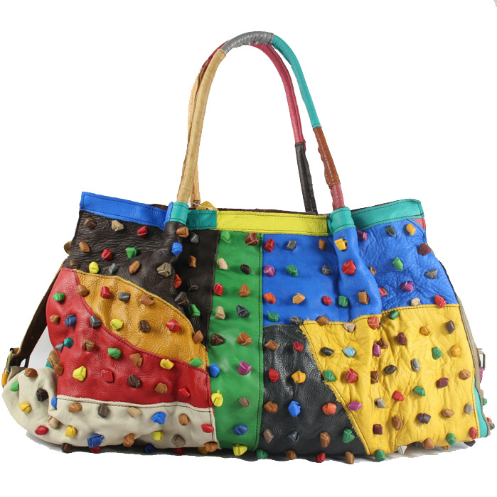 2013新 碎皮羊皮女包 拼接皮包 单肩包 特价促销