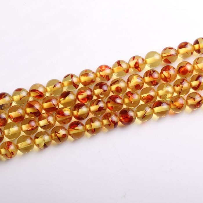 晶西缘人造琥珀散珠子圆珠串珠 小饰品diy珠子手工编织材料批发
