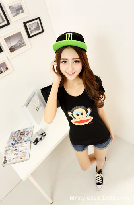 厂价直销 2014 新款春夏卡通猴子女装短袖t恤