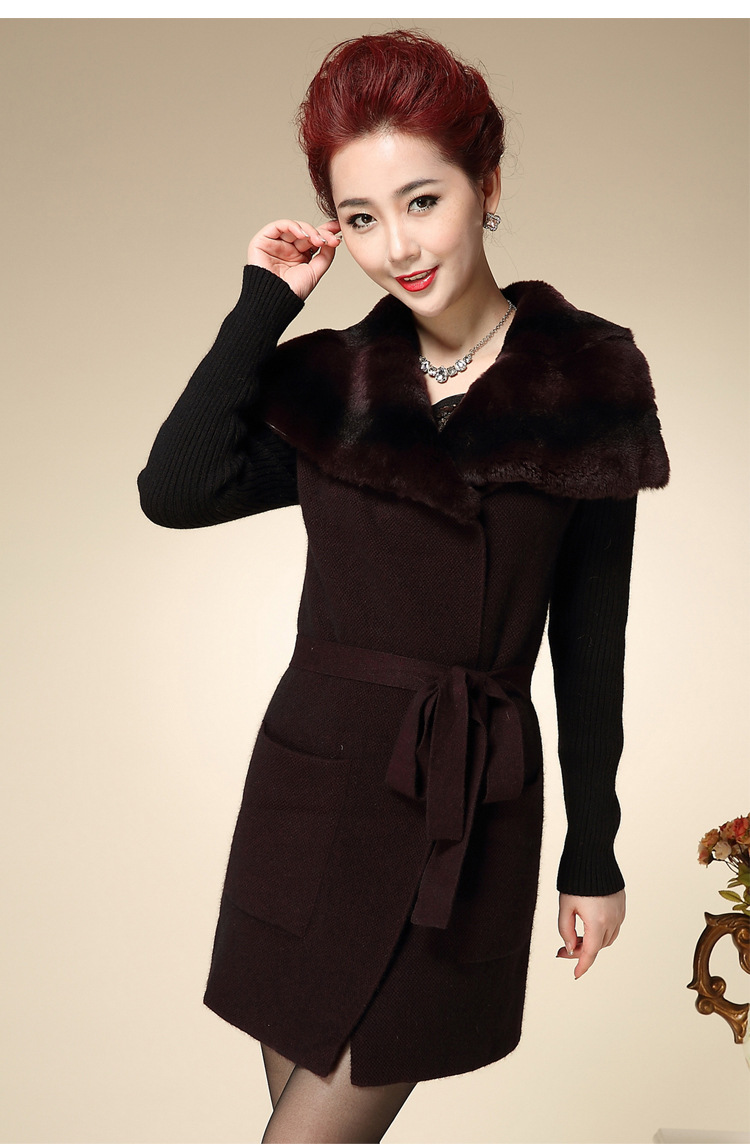 欧美正品女装秋冬新款纯色大翻毛领外套中长款不规则加厚貂绒大衣